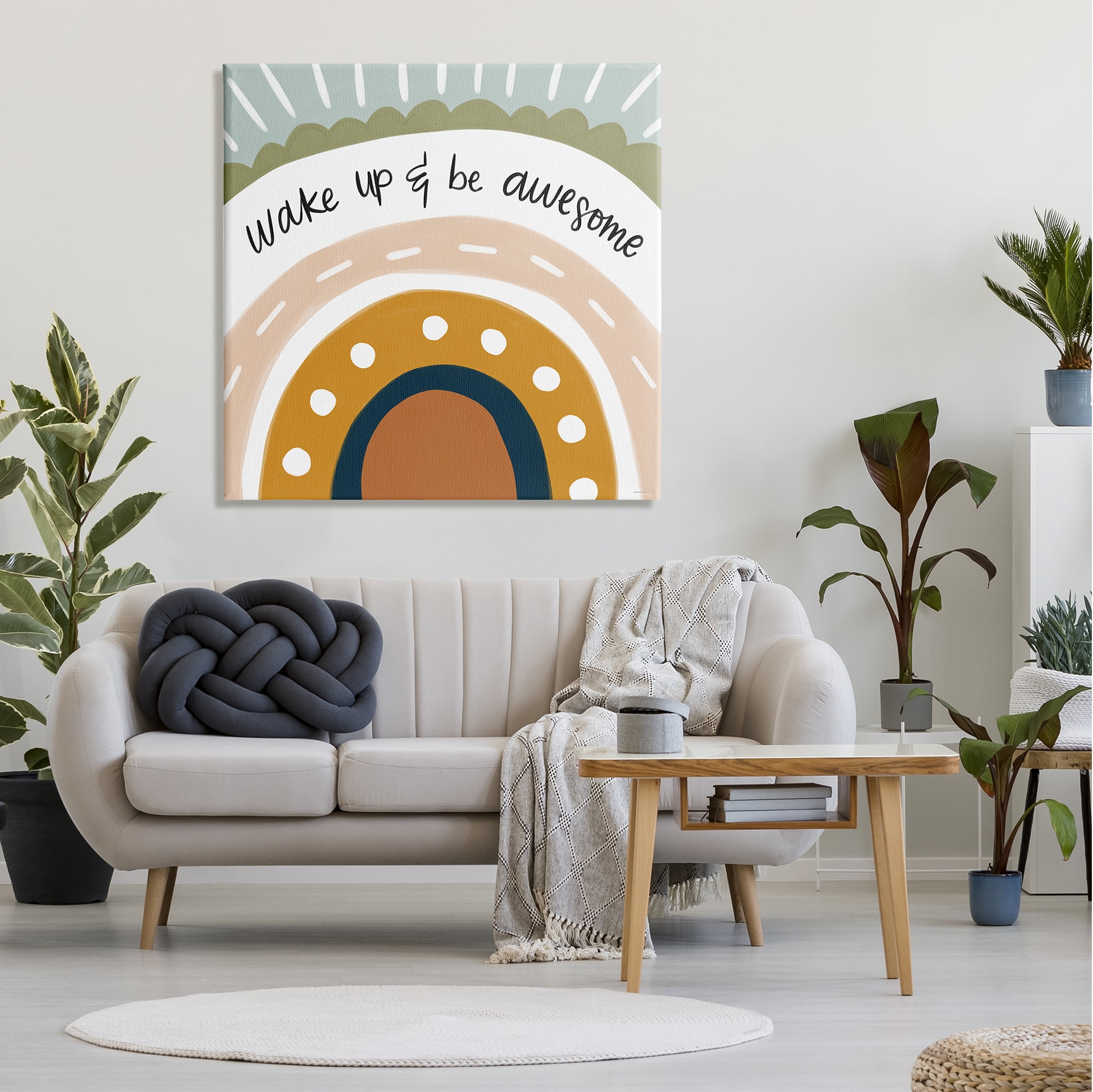 Stupell Industries Wake Up & Be Awesome Abstract Patterned Rainbow,36 x 36, Design by Lady Louise Designs