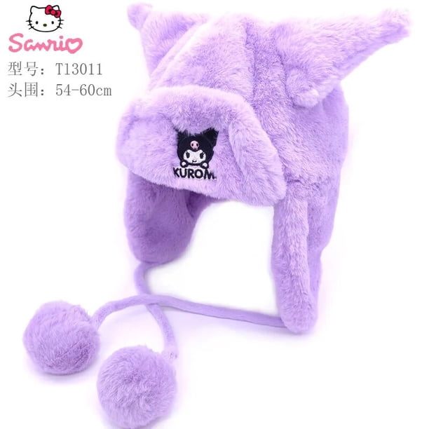 Sanrio Hello Kitty My Melody Kuromi gorro de felpa a prueba de viento para niños, lindo gorro de protección para los oídos cálido, Otoño e Invierno LIUWENJING unisex