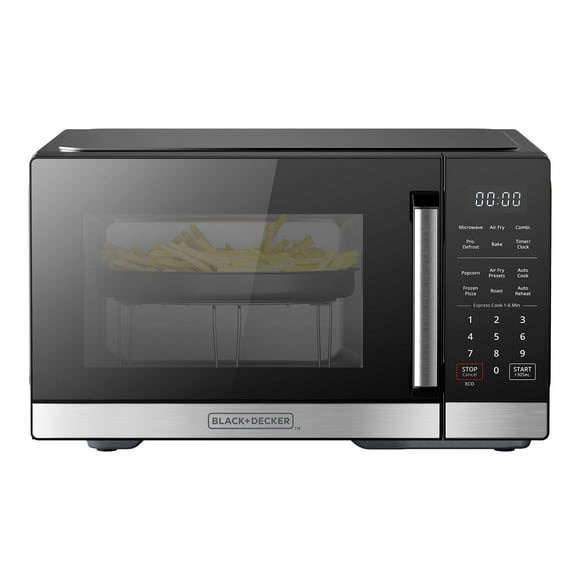Horno microondas BLACK+DECKER 5 en 1, 0.9 pies cúbicos, 900 W, acero inoxidable