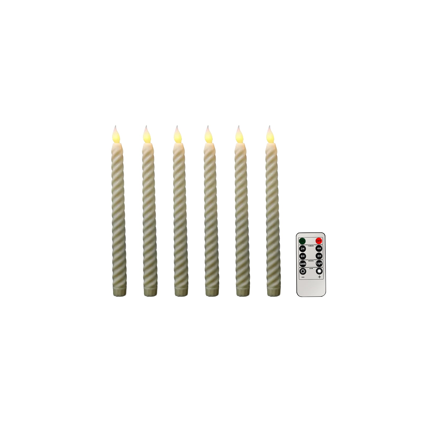 Flameless Taper Candles Flickering with Remote Timer, LED Taper Candles Battery Operated Warm 3D Wick Spiral 6 Pack Real Wax Home Birthday Decor 10.63"White(Upgrade)