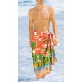 thumbnail image 2 of LA LEELA Men's Swim Bath Trunk Swimsuit Regular Surfing Swimwear Sarong Long Pareo Beach Wrap One Size Yam, Flamingo Summer Vacation Party, 2 of 4