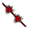 thumbnail image 2 of Tuvgenk Christmas Bow Ribbon Cabinet Hanging Ring, Home Decoration, Christmas Wreath Door Hanging Ornament (2 Flowers Style), 2 of 7