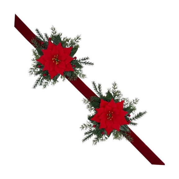 Deeceymbur Adjustable Red Christmas Ribbon Loop Garland Wreath Door Wall Hanging Home Holiday Decor