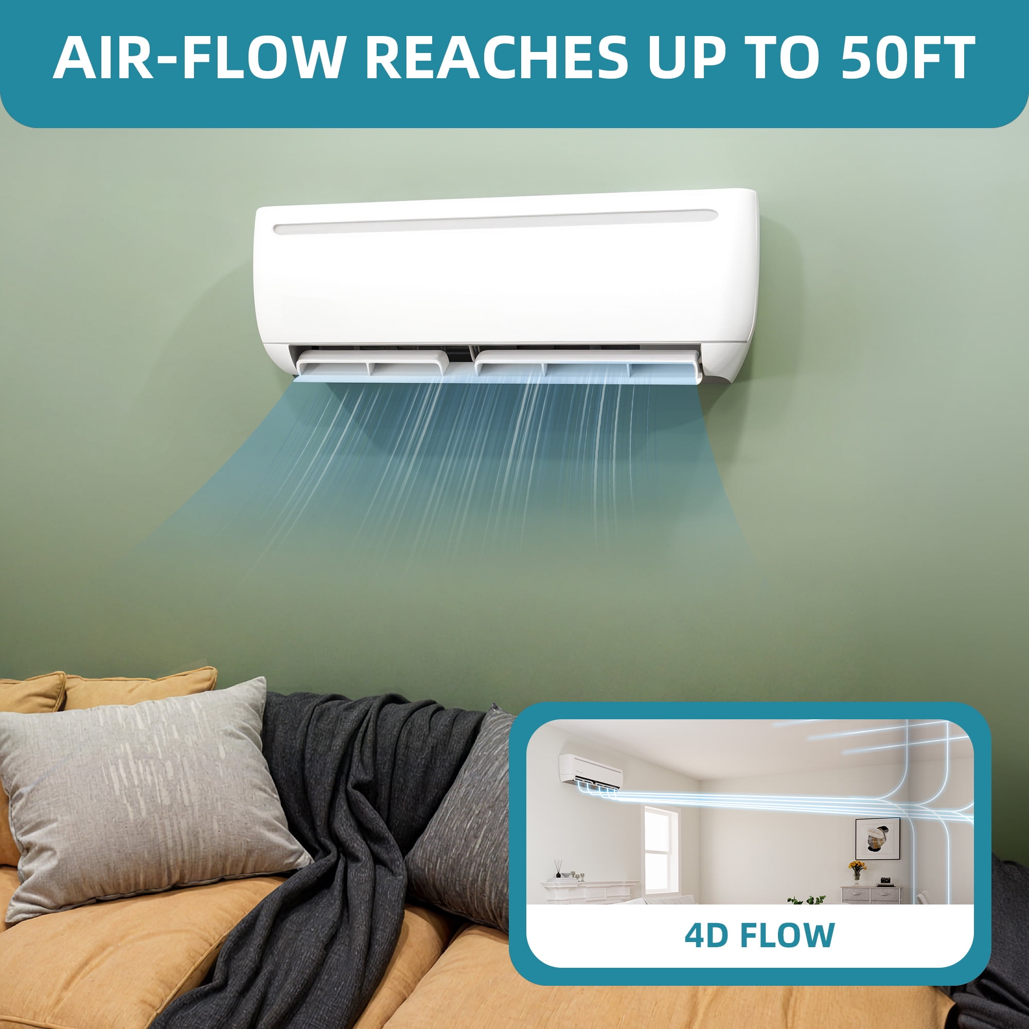 Uforic 9000 BTU Mini Split Air Conditioner Heat Pump, 115V, WiFi, Ductless, 19 SEER2, Cools up to 450 Sq.Ft, Compatible with Alexa