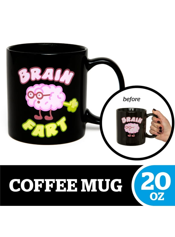 BigMouth Inc. Brain Fart Color Changing Coffee Mug  Hilarious 20 oz Ceramic Coffee Cup, Black  Changes Colors When Hot  Perfect for Home or Office, Makes a Great Gift
