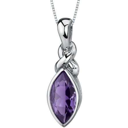 1.50 Carat T.G.W. Marquise Cut Amethyst Rhodium over Sterling Silver Pendant, 18