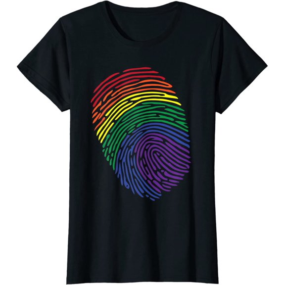 LGBT Flag Fingerprint Proud LGBT Pride Gifts Tee T-Shirt