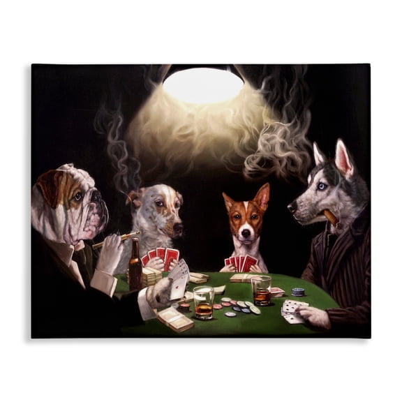 Stupell Industries Traditional Dog Poker Funny Pet Canvas Art, 30 x 24, by Lucia Heffernan