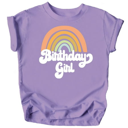 

Retro Rainbow Birthday Girl Colorful Shirts for Baby and Toddler Girls Birthday Outfits Purple Shirt