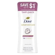 Dove Advanced Care Antiperspirant Deodorant For Women Caring Coconut, 2.6 oz Twin Pack