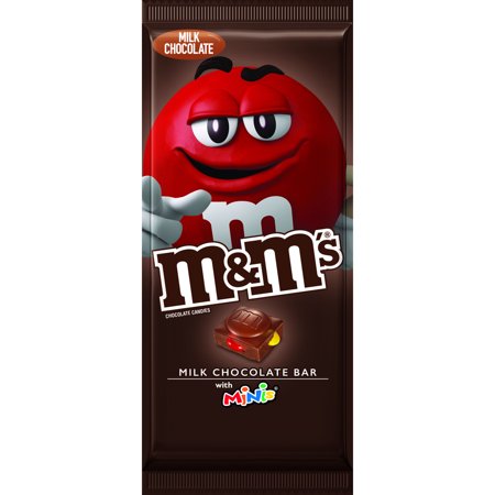 UPC 040000539551 product image for M&M'S Milk Chocolate Candy Bar with MINIS, 4 Ounce Bar | upcitemdb.com