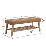 Dayalane Upholstered Storage Bench with Shoe Rack,Linen Fabric Entryway Bench for Living Room, Bedroom and Hallway, Multi Functional Ottoman with Solid Wood Shelf, Brown - Walmart.com