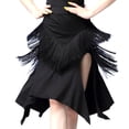 thumbnail image 2 of YM YOUMU Women Irregular Tassel Latin Skirt Elastic Waist Slit Dancewear, 2 of 4