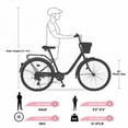 thumbnail image 5 of iYofe 26 inch Womens Bike, 7 Speed Hybrid Bike for Adult Teen w/ Basket and Backseat, Beach Cruiser Bike, City Comfort Commuter Bicycle for Ladies, V Brakes, 85% Assembled, Pink, 5 of 5