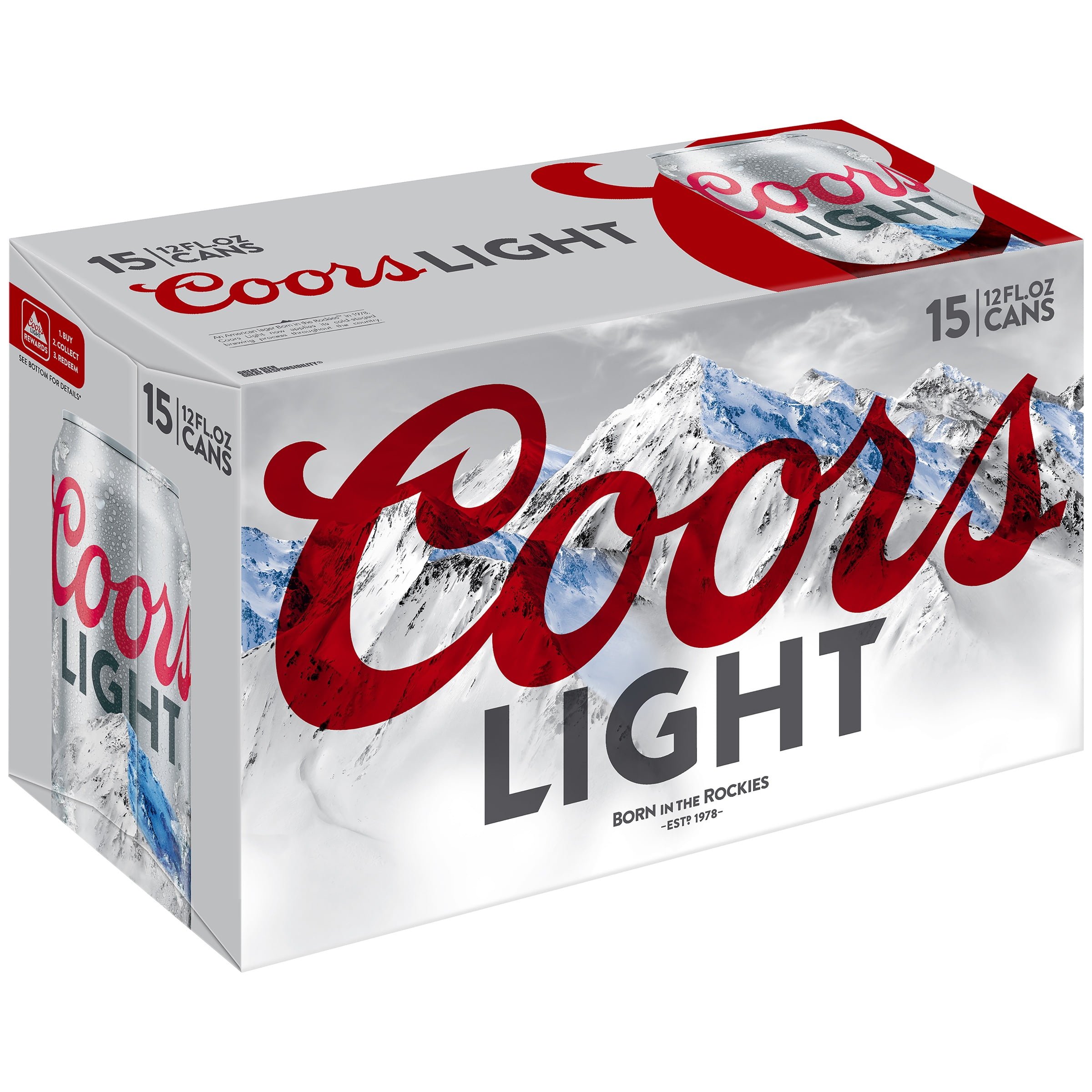 Coors Light Lager Beer, 15 Pack, 12 fl. oz. Cans, 4.2 ABV