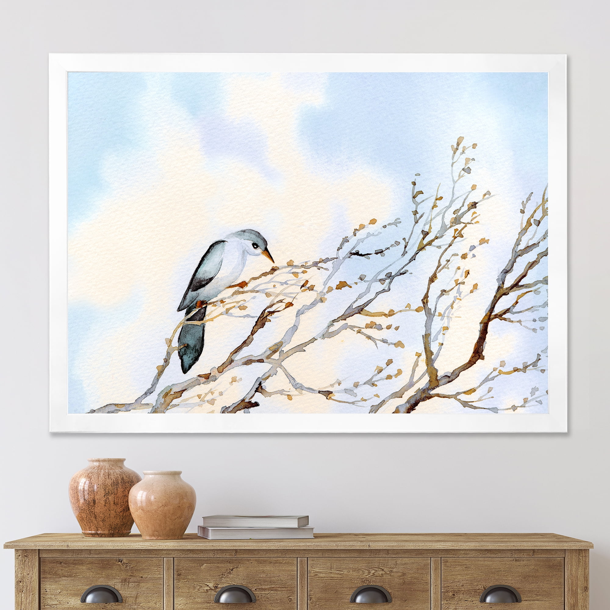 Designart 'Big Old Barren Twig Yard' Traditional Framed Art Print