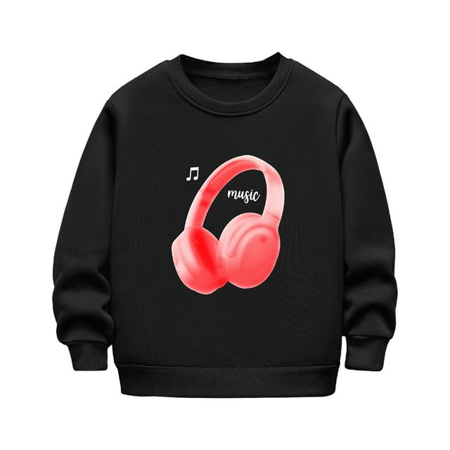 ZACPNCV Chandails en Molleton pour Filles Tout-Petits à Manches Longues à Motifs Col Rond Noir 5-6 Ans