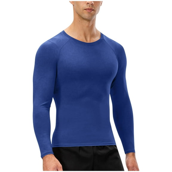 Mgmyaa Men's High Elastic Compression Shirt Long Sleeve Performance Top for Sports Running and Athletic Activities