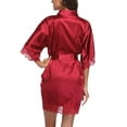 thumbnail image 3 of URMAGIC Summer Women Short Sleeve Satin Lace Trim Bathrobe Bridal Bridesmaid Robes Pajamas, 3 of 7