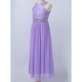thumbnail image 5 of vastwit Flower Girls Halter Bridesmaid Dress Kids Chiffon Lace Wedding Pageant Formal Evening Gown Lavender 16, 5 of 7