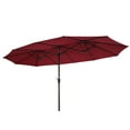 thumbnail image 5 of [2 day delivery] 15x9ft Large Double-Sided Rectangular Outdoor Twin Patio Market Umbrella w/Crank-burgundy, 5 of 9