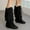 Black, variant on Boots For Women Winter Suede Heel Fringe Boots Inside Booster Mid Length Boots Casual Shoes