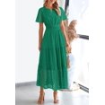 thumbnail image 4 of Vestido largo PRETTYGARDEN 2025 para mujer con cuello en V y manga corta, 4 of 7