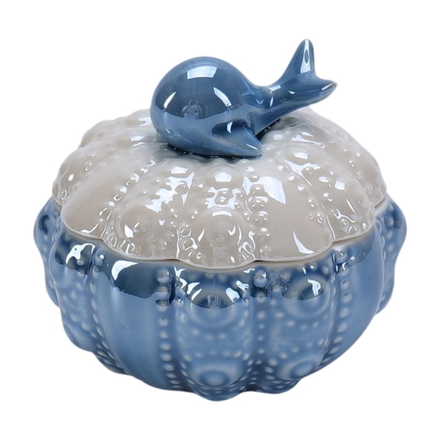 Caja de almacenamiento de joyas, caja de baratijas de tocador, estuche de anillo organizador creativo de estuche para la sala de estar, tocador de Azul