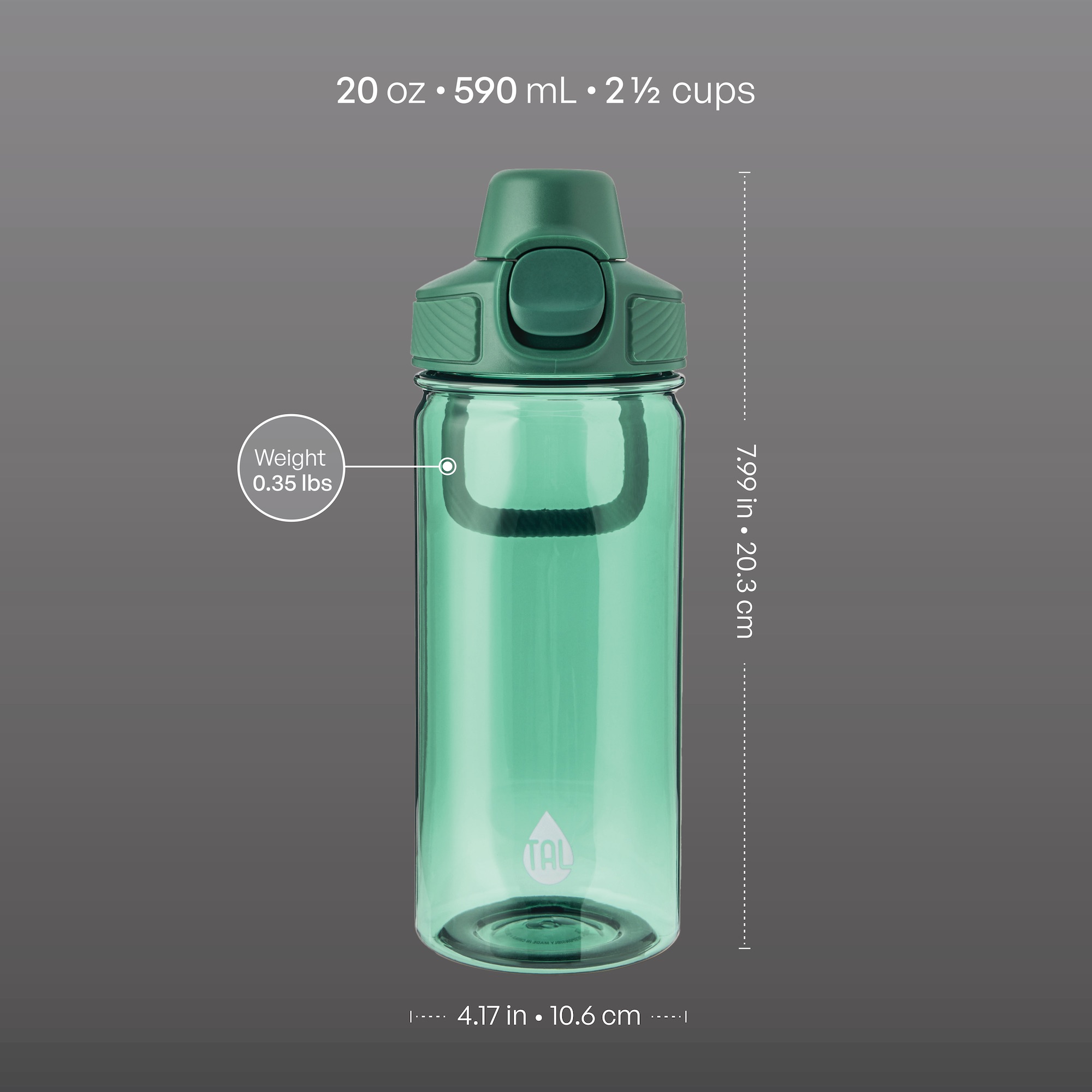 TAL 20oz Tritan Ranger Lock Water Bottle, Green photo 5