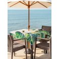thumbnail image 3 of Outdoor Tablecloth with Umbrella Hole for Patio/Picnic/Party/Camping, Monstera Leaves Waterproof Table Cloth Square Cover Washable, Green Yellow Botanical Palm Leaf Summer Beige (60"x 60"), 3 of 8