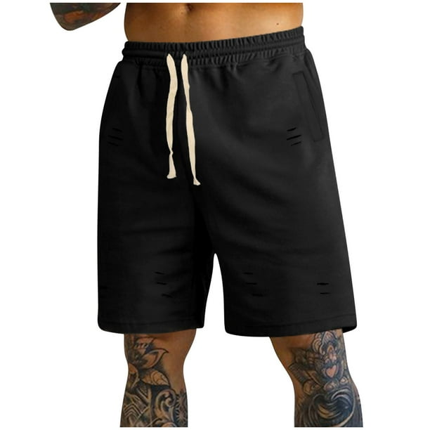 pstuiky Abreviatura para hombres, Pantalones cortos holgados de verano para hombre, deportivos, de playa, informales, para fitness y exteriores, con perforaciones.