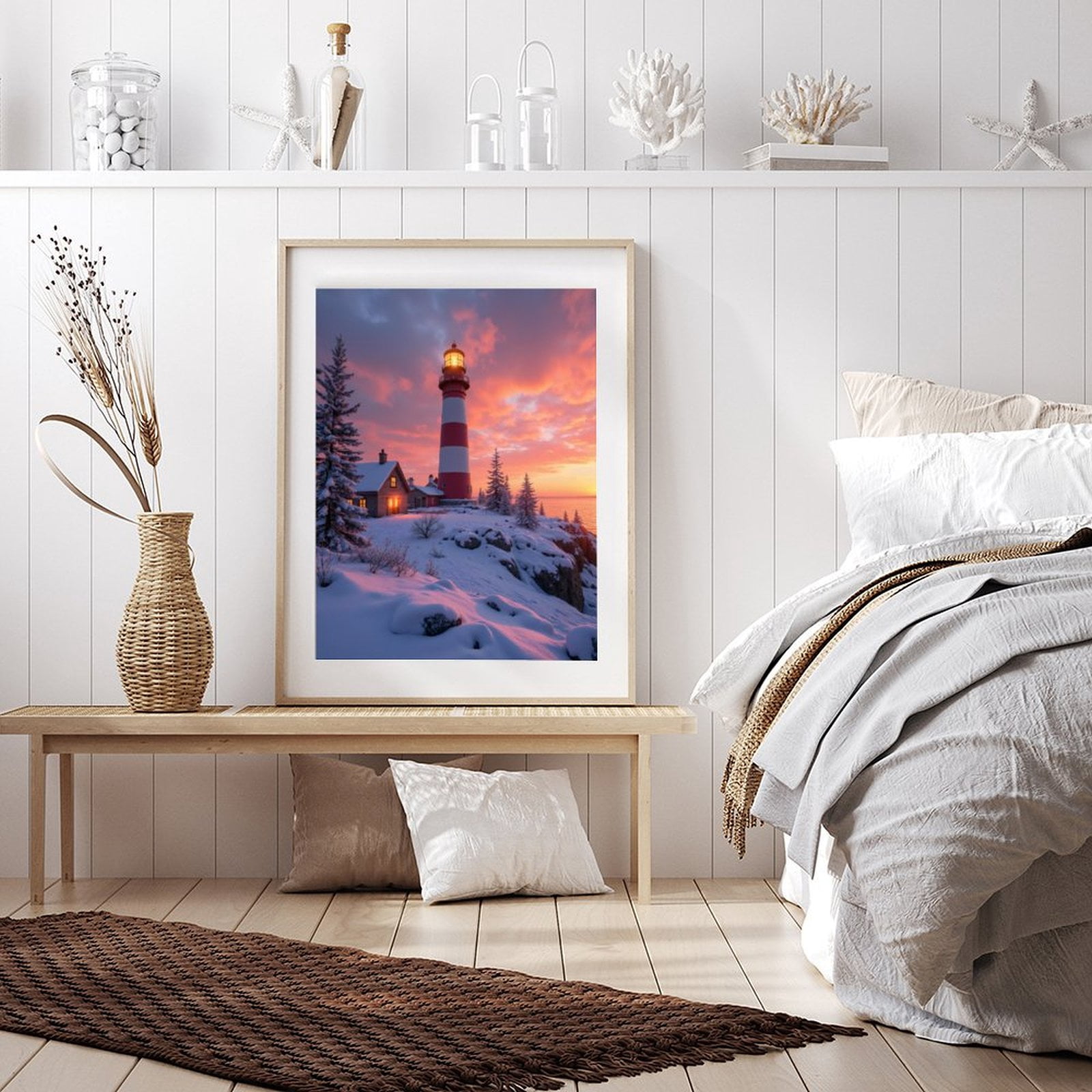 Diamond Art Kit for Adults, Lighthouse Sunset Winter Landscape Diamond Painting for Adults Beginners, DIY Diamond Art Painting Kits, 5D Diamond Painting Crafts for Home Decor 12x16 Frameless