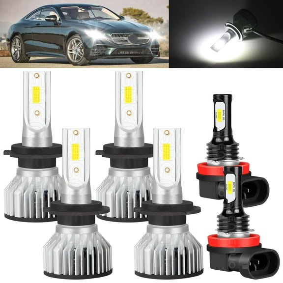 For Mercedes Benz C300 350 2008 2009 2010 Combo LED Headlight + Fog Light Bulbs