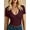 Short Sleeve-Burgundy, variant on MOYIKO Slim Fitted T Shirts for Women Deep V Neck Short Sleeve Tees Elegant Summer Tops