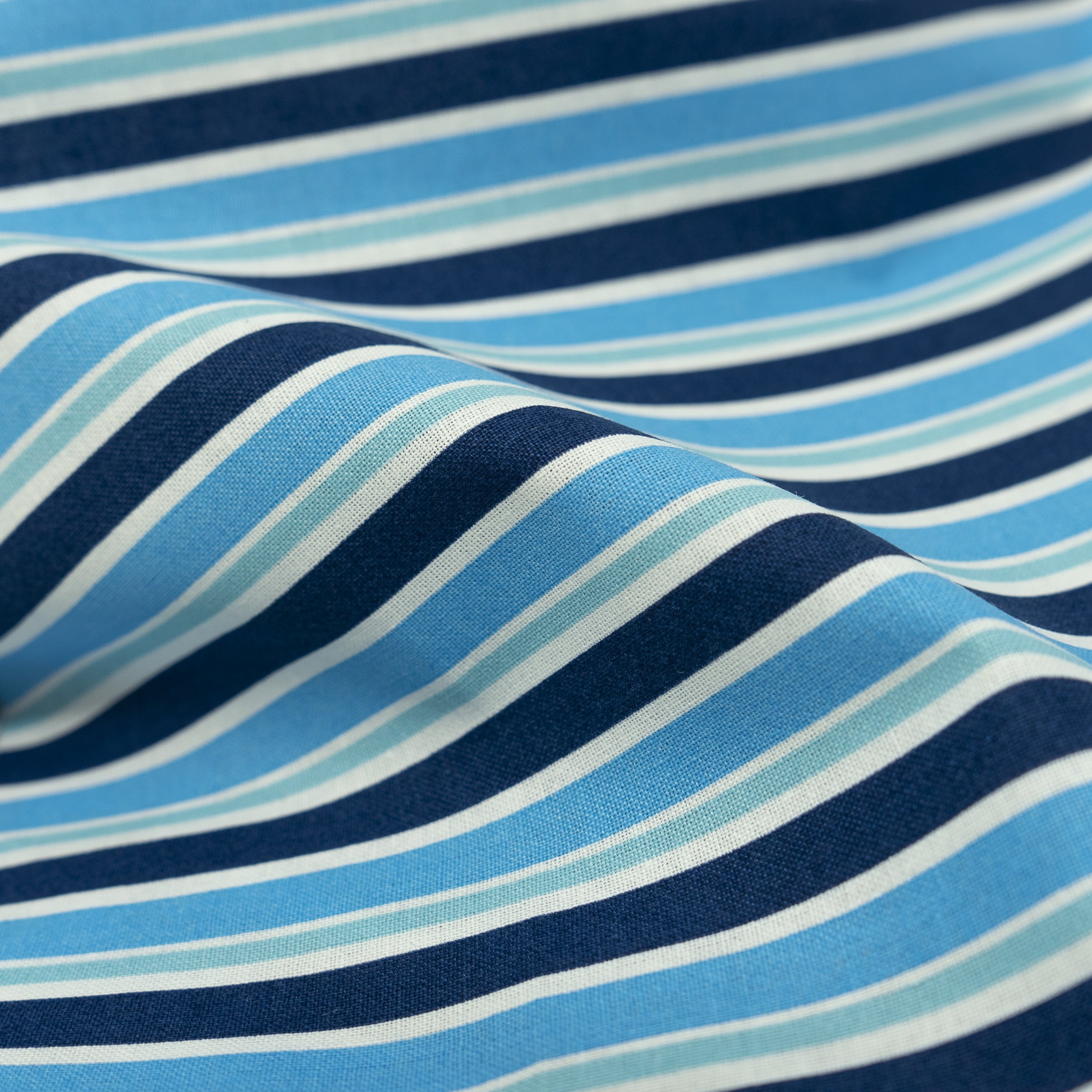 Waverly Inspirations By the Yard 100% Cotton Fabric Sailor Stripes, Blue, White and Green, 44" Wide for Quilting & Sewing