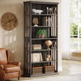 thumbnail image 5 of Finmind 75-inch Tall Bookcase, 6-Tier Wooden Bookshelf, Large Freestanding Display Shelves for Living Room, Home Office, Bedroom, Gray (Set of 2), 5 of 6
