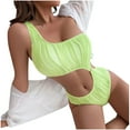 thumbnail image 2 of Fashionista Lady Sexy Containing Chest Pad Print Bikini Set One -Piece Tummy Control Bathing Suits For Women Party Beach on Clearance, 2 of 9