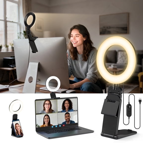 PUCACHI 5 inch High Intensity Discharge Ring Light with Phone Holder, Dimmable Brightness for Selfie, YouTube & Video Recording