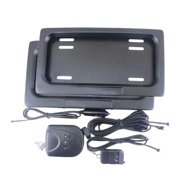 2 piezas delantero y trasero eléctrico USA tipo Auto Placa de coche marco obturador cortina Sunnimix Marco de matrícula