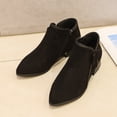 thumbnail image 2 of Women's Slip On Ankle Boots Western Pointed Toe Block Low Heel Black Chelsea Booties Suede Fall Dress Short Boots, 2 of 6