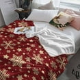 thumbnail image 3 of Winter Snowflakes Throw Flannel Blanket 50x60In Christmas Abstract Art Beige Star Red Super Soft Cozy Bed Blanket, Lightweight Plush Fuzzy Bed Throw for Bedroom Sofa Couch Living Room, 3 of 4