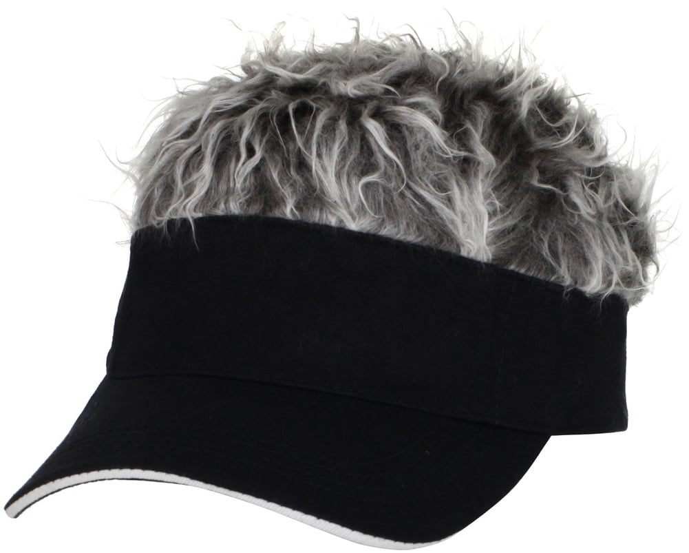 BLACK VISOR FLAIR HAIR Gray Wig NOVELTY COSTUME