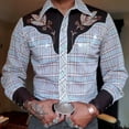 thumbnail image 5 of TNOBHG Men Long-sleeve Shirt Men's Vintage Western Cowboy Print Long Sleeve Shirt Slim Fit Casual Business Cardigan Coat Slim Fit Shirt, 5 of 8