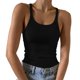 thumbnail image 1 of Camiseta sin mangas de cuero sintético con cuello en V para mujer: camisola lisa, ligeramente elástica, para llevar en ocasiones informales o fiestas, varias tallas, 1 of 4