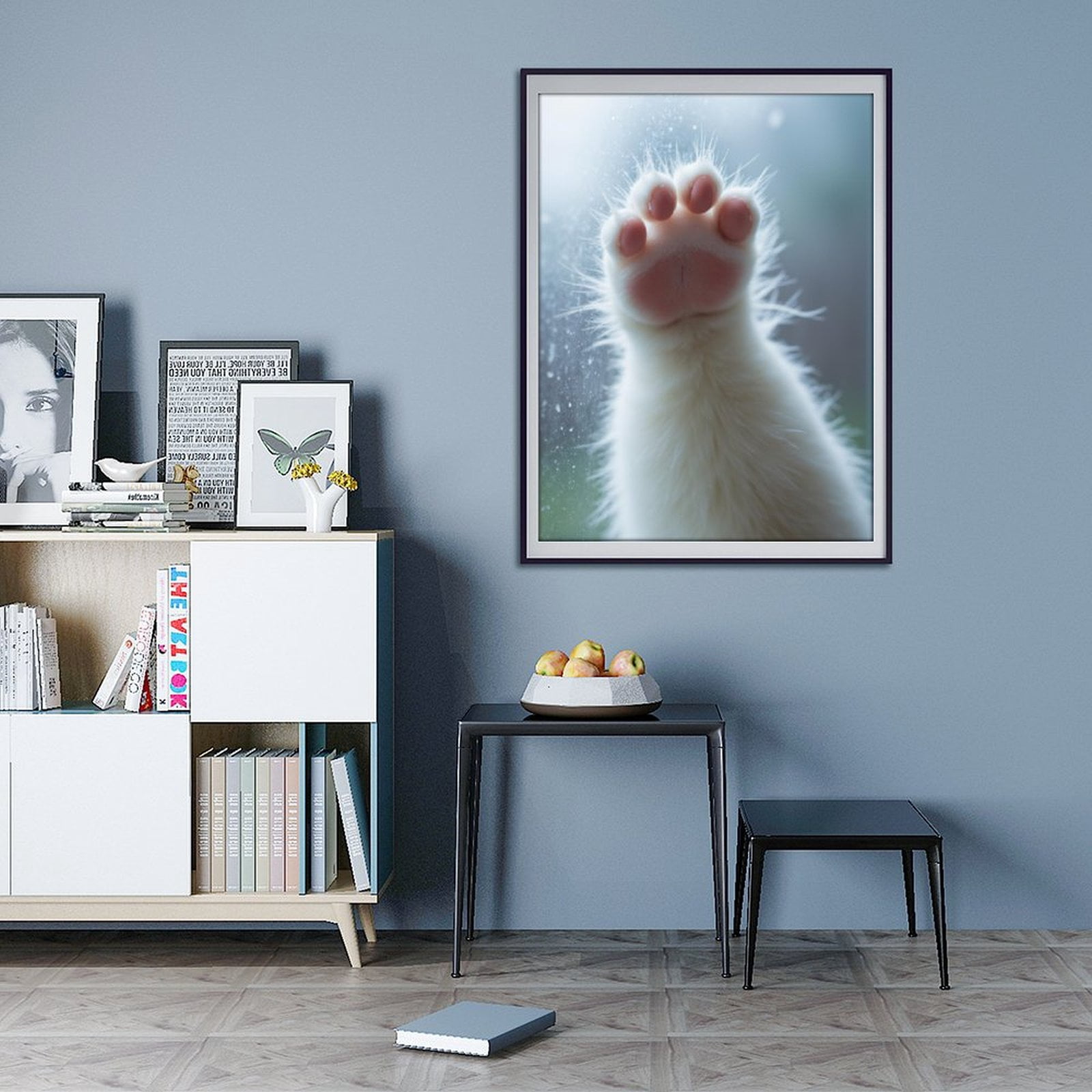Diamond Art Kit for Adults, Feline Paw Against Glass Window Diamond Painting for Adults Beginners, DIY Diamond Art Painting Kits, 5D Diamond Painting Crafts for Home Decor 12x16 Frameless