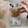 thumbnail image 2 of Cute 3D Plush Bear Magnetic Holder For Magsafe Wireless Charge Phone Case For iphone 15 14 12 13 11 Pro Max Bowknot Soft Cover, 2 of 6