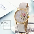 thumbnail image 2 of Top Pet Women Arabic Number Rose Flower Round Dial Faux Leather Band Quartz Wrist Watch, 2 of 7