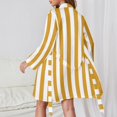 thumbnail image 2 of Aesthetic Chrome Yellow And White Vertical Night Robe Long Sleeve V Neck Robe With Belt Women's Sleepwear Dresses, 2 of 9