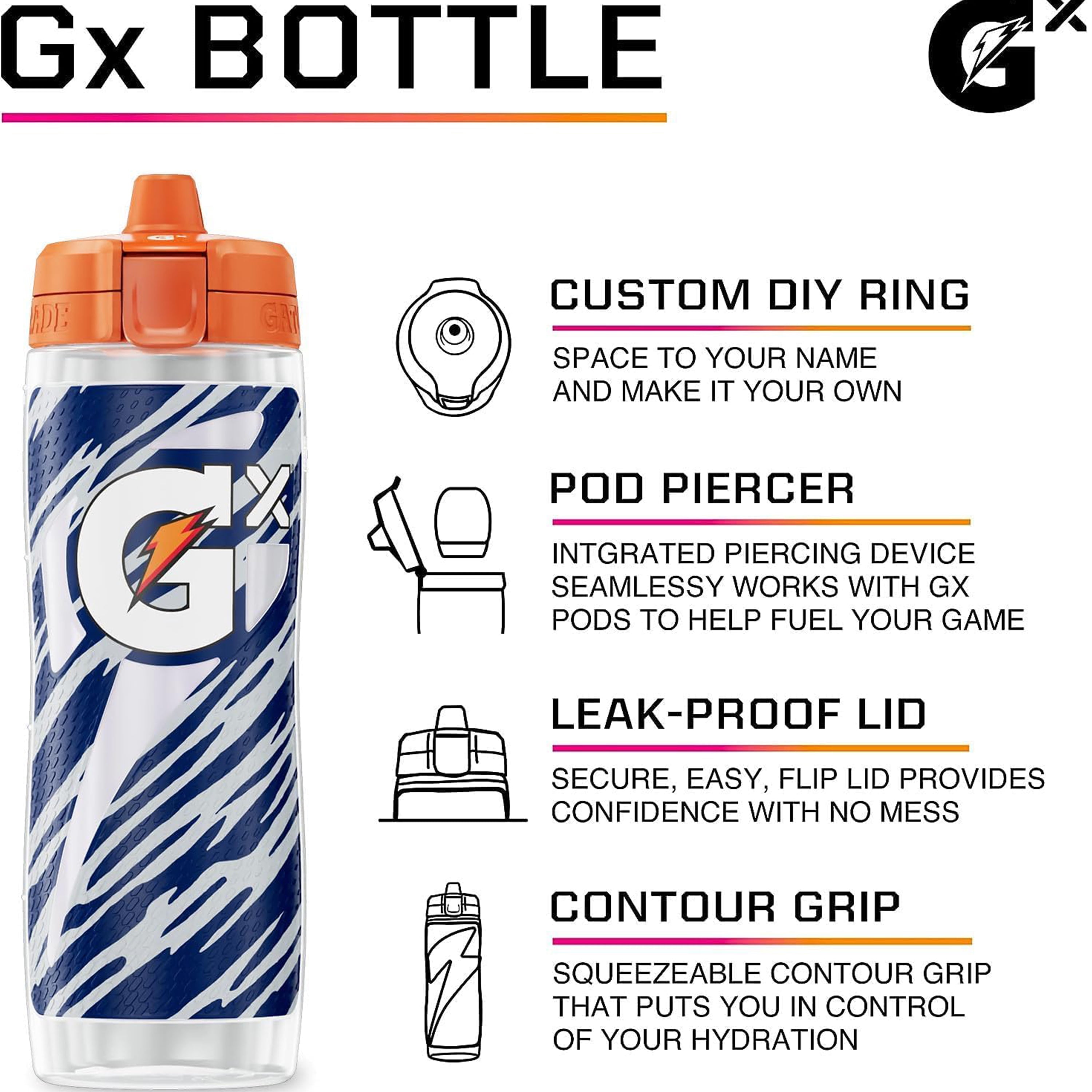 Gatorade Gx Baltimore Ravens NFL 30 fl oz Non Slip Squeeze Water Bottle, Gx Hydration System