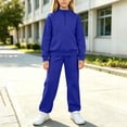 thumbnail image 3 of Kids Girls' 2-Piece Tracksuit Set Half Zip Pullover Sweatshirt and Jogger Sweatpants Long Sleeve Activewear Casual Lounge Wear for Sports Running Play, 3 of 7